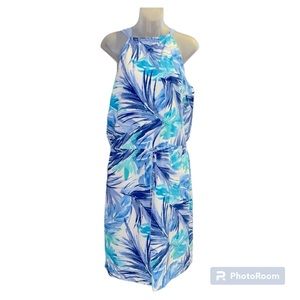 Lauren Ralph Lauren Women’s Blue Tropical Leaves Print Halter Romper siz…